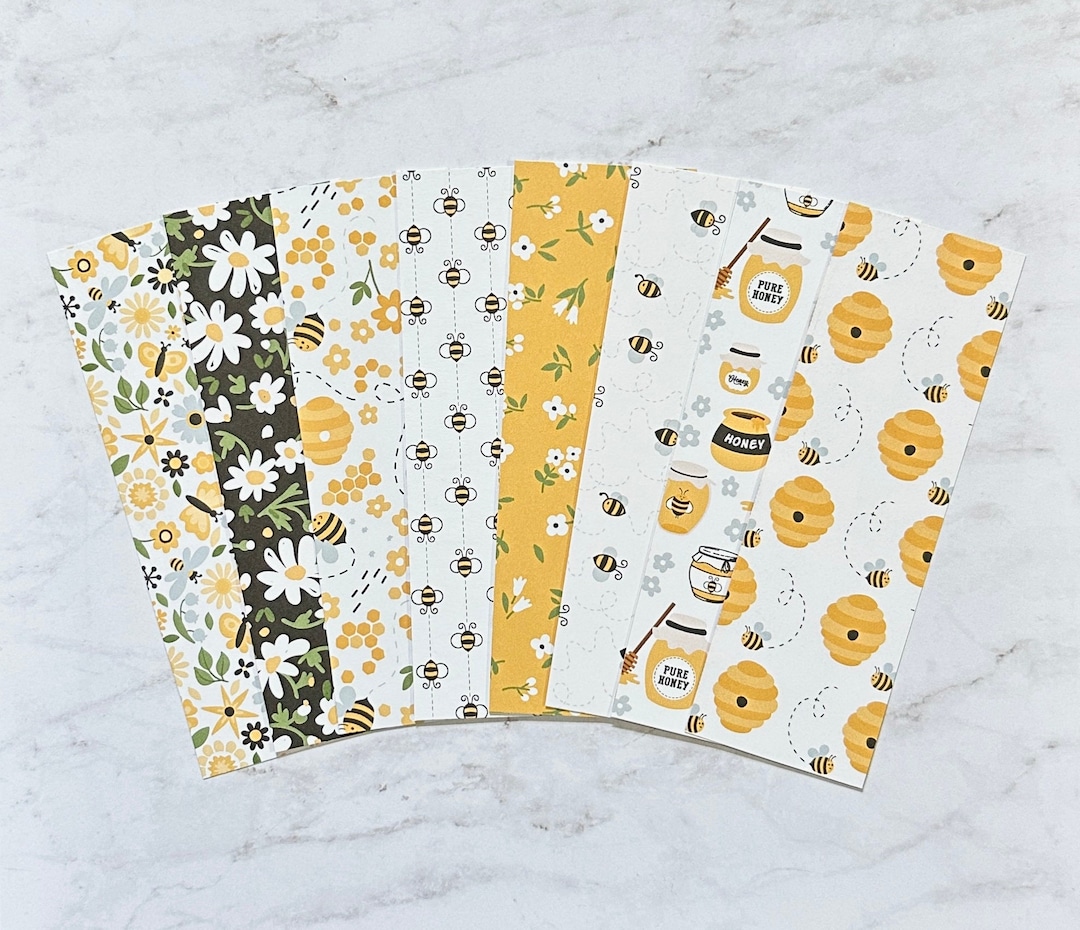 Bee Happy Bookmarks | Bumblebee and Floral Bookmarks - Etsy
