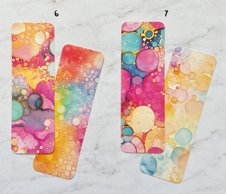 Colorful Ink Spots Bookmarks | Colorful Abstract Bookmarks - Etsy