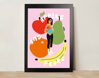 Apples and Pears Print - Bananas for you - A4  - Home decor - Top quality print - Fashion - Fruit - Grocery - Shopping - Market - Banana -