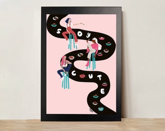 Soy Cute Print - A4  - A5 - Home decor  - Top quality print - Sushi- Noodles - Illustration - Soup - Chop sticks - Food - BFF - Eating out