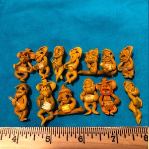 Lucky Troll Citrine Crystal Necklace: Handmade Clay Gremlin Pendant (2pcs)