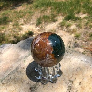 Ocean Jasper Sphere: Natural Madagascar Crystal Ball (7.4 cm)