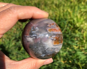 Dendritic Agate Sphere: Polished Crystal Gemstone Display (2.1" Diameter)