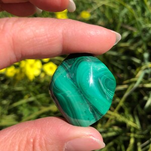 Polished Malachite Tumble Stone: Natural Crystal Decor, Healing Stone