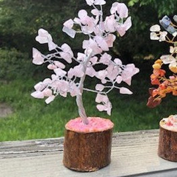 Rose Quartz Gemstone Tree Bonsai Pink Crystal Tree Crystal Tree Wire wrapped tree Gem tree Tree of life Home Decor Gift