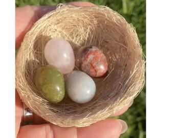 1pc Mini Crystal egg healing stone Red Sesame Jasper, Rose quartz, Green Jade, Labradorite Colorful Easter gift HMCE49-52