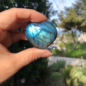 Labradorite Heart Crystal Natural Quartz Carving Display Valentine&#39;s Day Gift healing stone Madagascar LabH-3