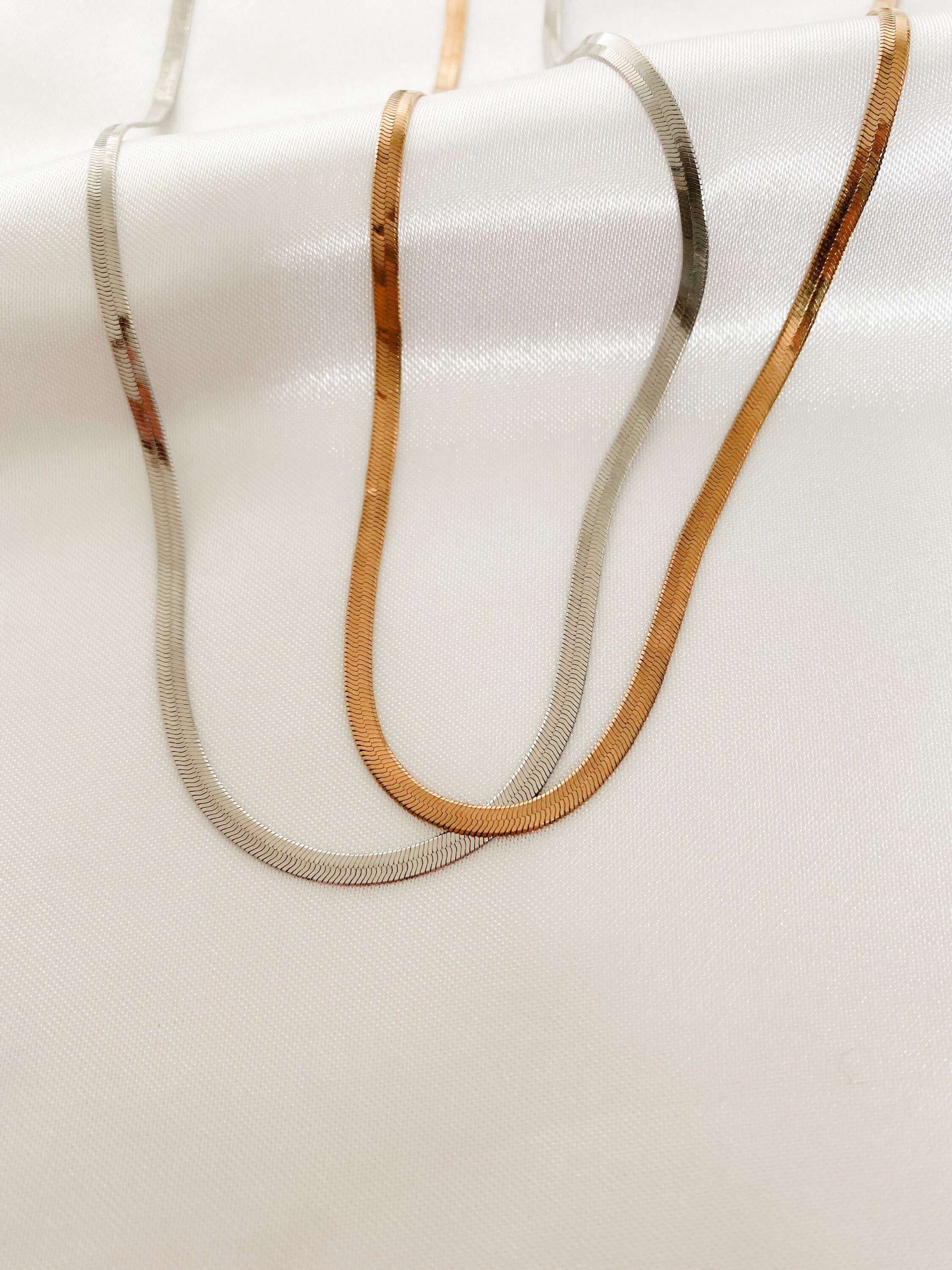 The Snake Necklace Gold/rhodium Filled/plated Herringbone - Etsy