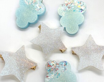 Custom Resin Star or Cloud Hair clips (sold in a pair)