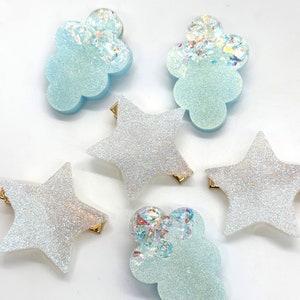 Custom Resin Star or Cloud Hair clips (sold in a pair)