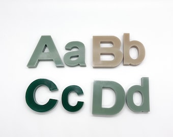 Resin Uppercase AND Lowercase Alphabet/Numbers Custom Sets, Magnets Available (Aa, Bb etc., and 0-9)