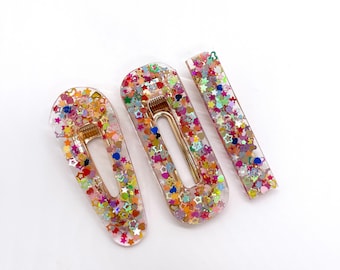 Resin Confetti Hair clips (sold in a set)