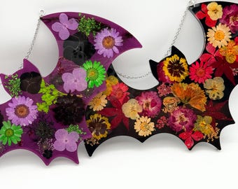 Custom Large Floral Resin Bat Wall Hanging
