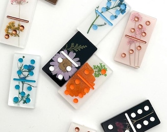 Custom Resin Dominosteine (Double Six, Florals)