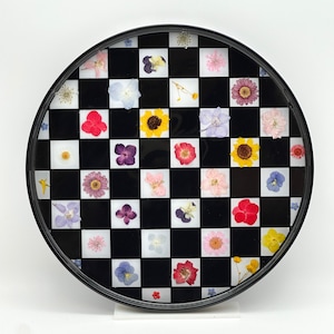 Custom 12in Round Resin Checkerboard Tray
