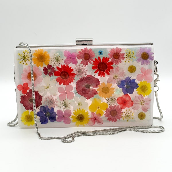 Resin Floral Iridescent Purse