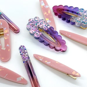 Custom Resin Hair clips (sold in a set of 3)