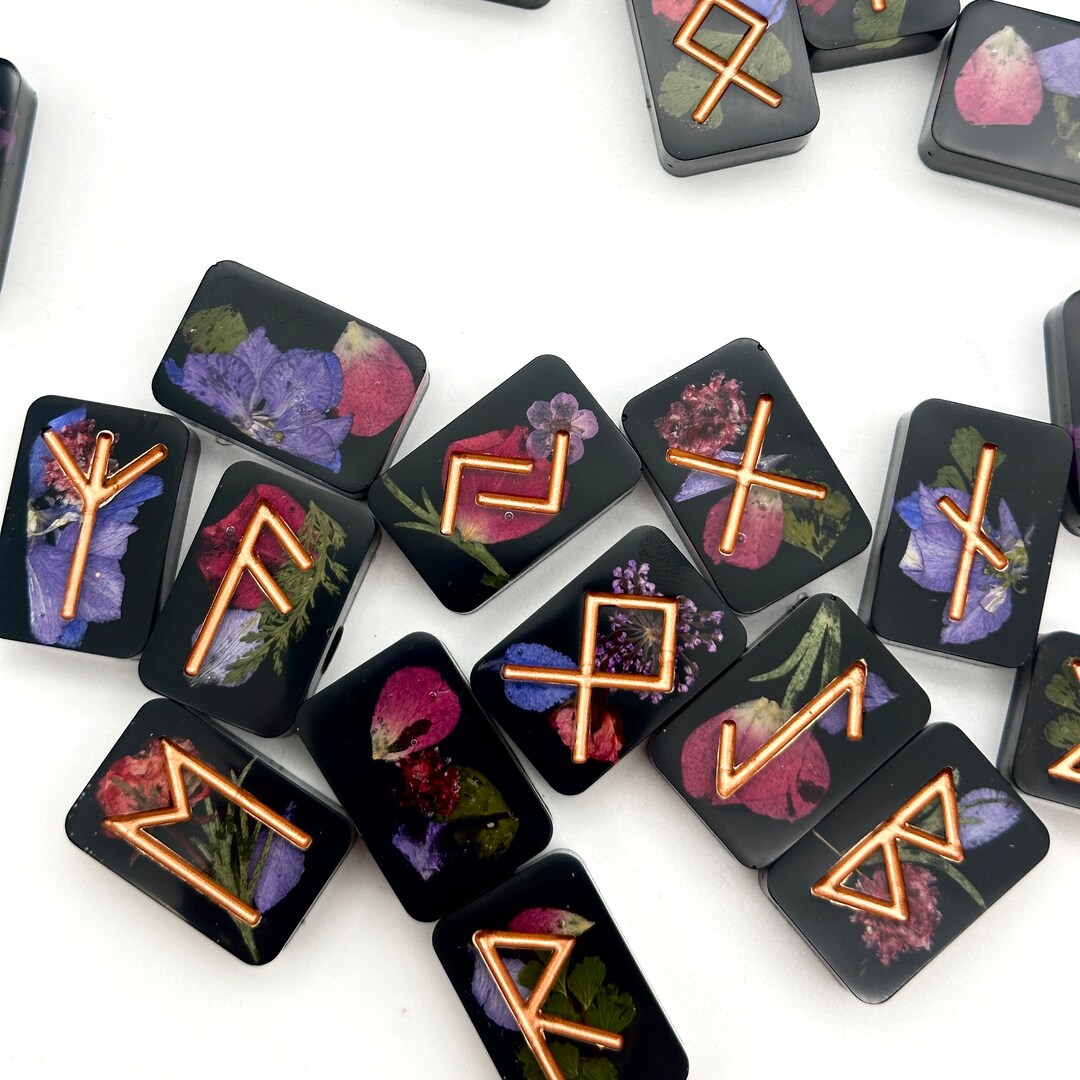 27 Rune Custom Resin Runes (27 Runes, Florals) - Etsy