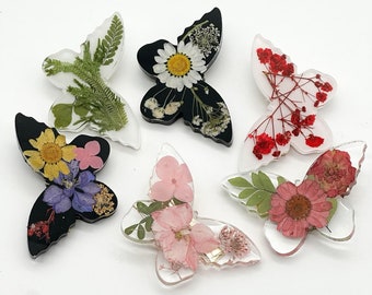 Resin Floral Butterfly Hair clips (sold in pairs)