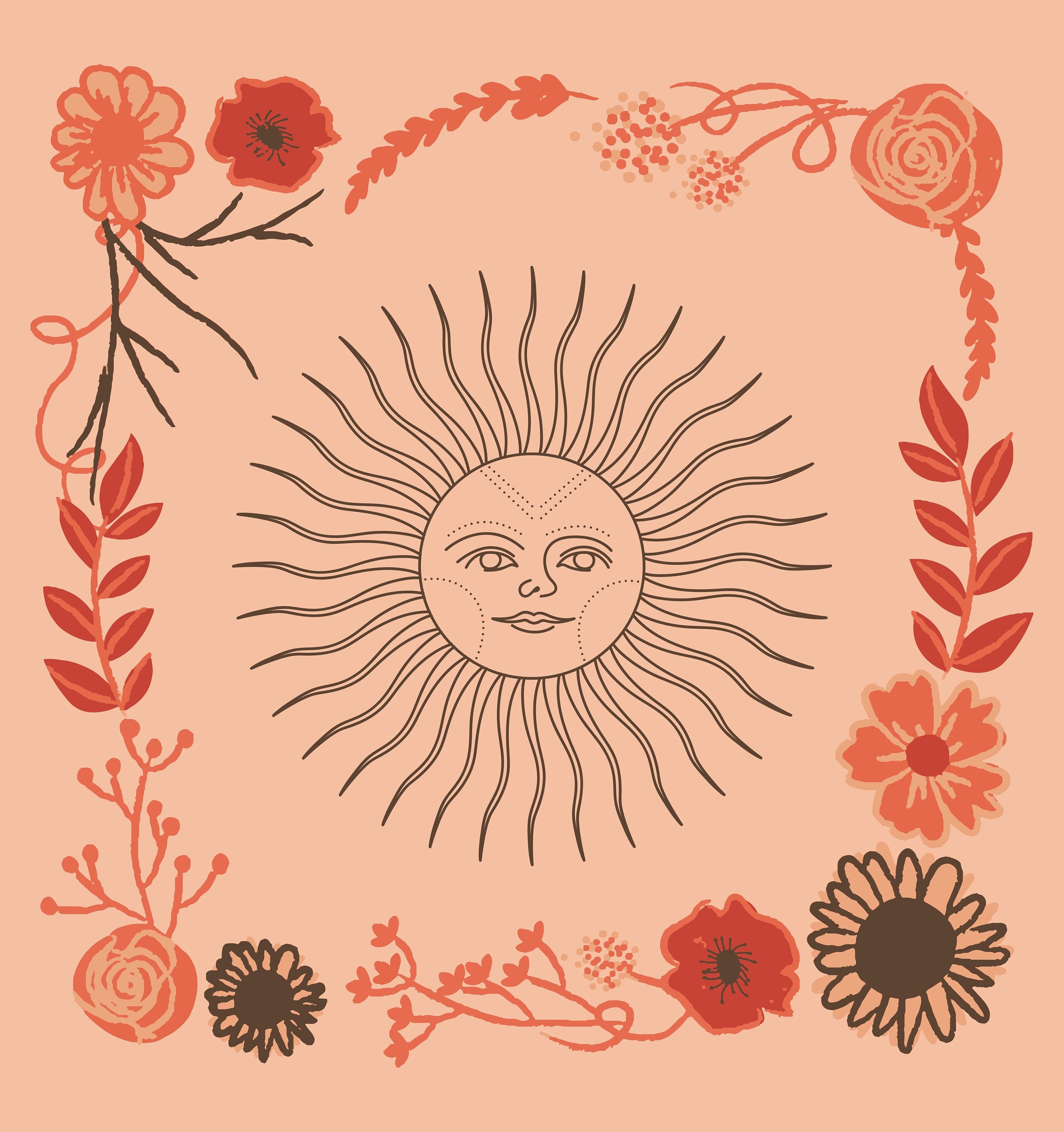 Sun Floral Boho Shower Curtain Flowers Sunrise Pink Fabric Etsy