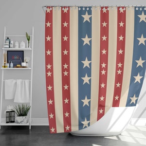 USA Flag Curtain 4th of July Fabric Shower Curtain Home Bath Curtain Decor 