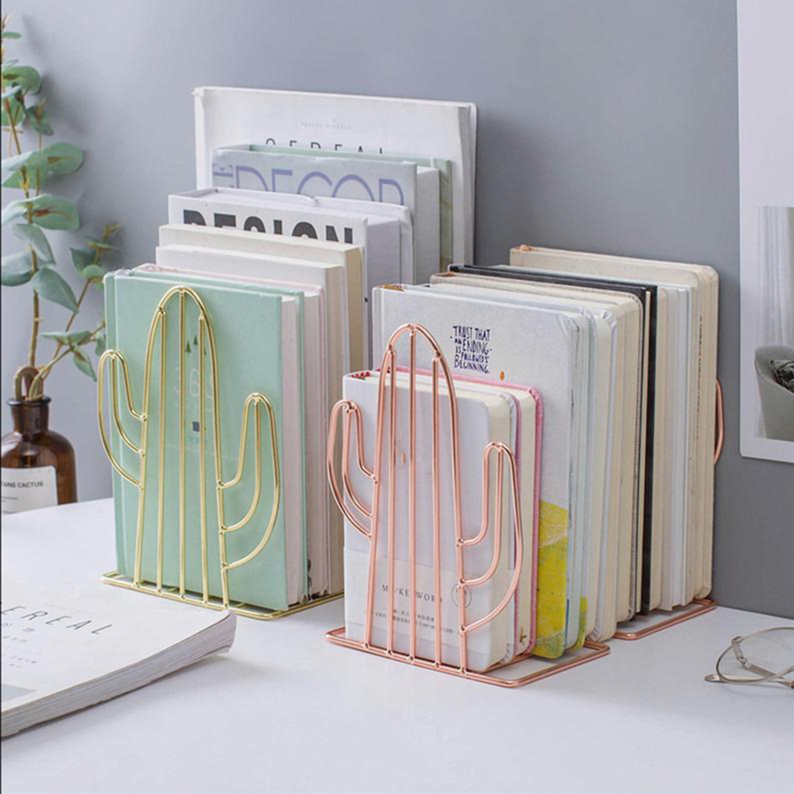 Kaktus geformt gold Metall Buchstützen Bücherregale | Etsy