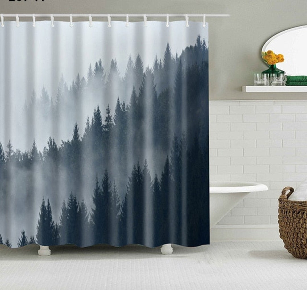 Gray Pine Trees Forest Shower Curtain Minimalist Simple - Etsy Canada