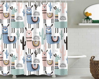 Details about   Cute Alpaca and Gift Shower Curtain Bathroom Decor Fabric & 12hooks 71in 
