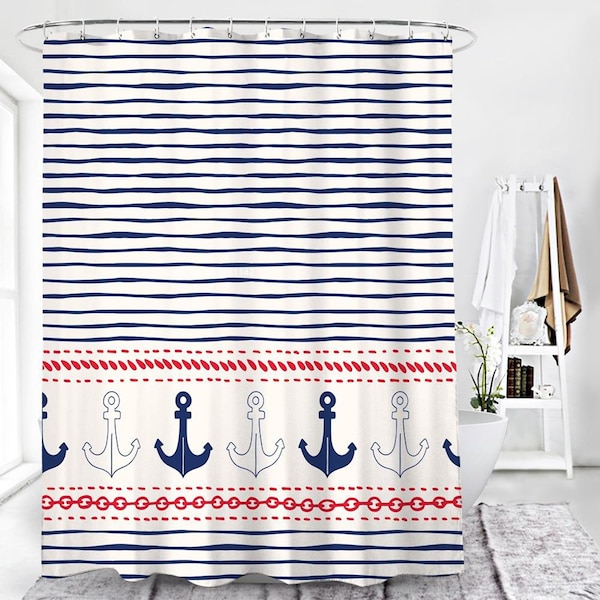 Anchor Shower Curtain Etsy