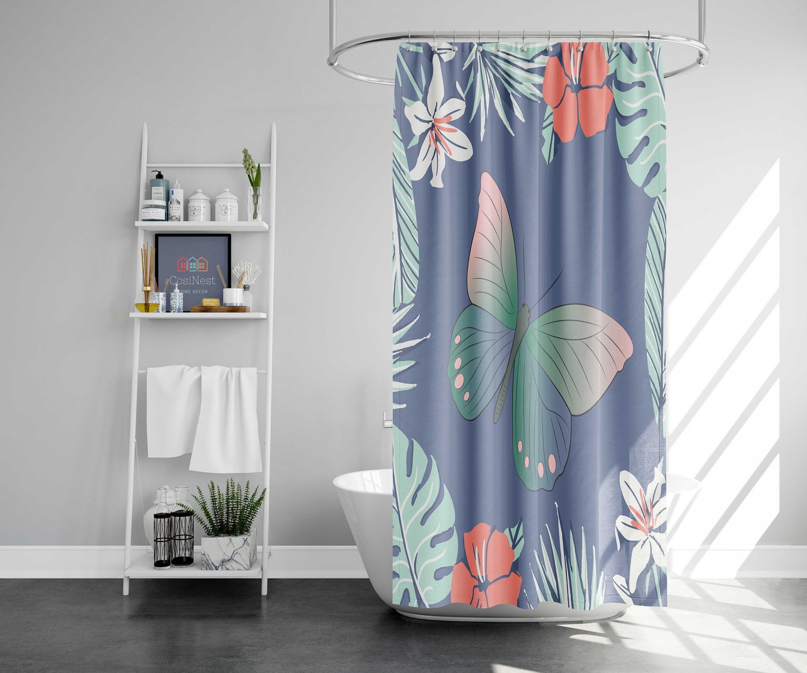 Hawaiian Vibe Shower Curtain Tropical Islands Flowers Etsy UK