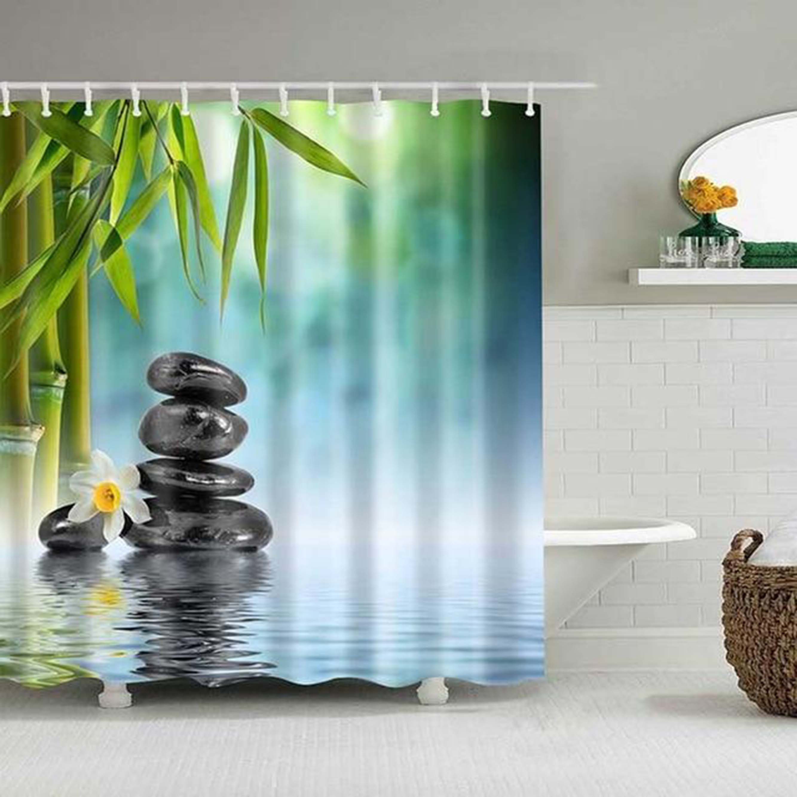 Zen Stones & Bamboo Shower Curtain Meditation Relaxation Etsy Canada