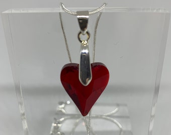 Red glass heart necklace