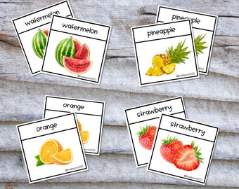 Montessori Fruit Matching Cards, Montessori matching, Montessori flash cards, matching cards, sorting cards, toddler activity, memory game