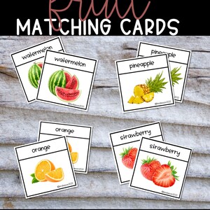 Montessori Fruit Matching Cards, Montessori matching, Montessori flash cards, matching cards, sorting cards, toddler activity, memory game