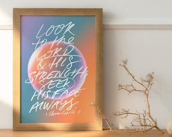 Chronicles 16:11 Look To The Lord Print Wall Decor Poster Bible Verse Gift Modern Bible Scripture Art
