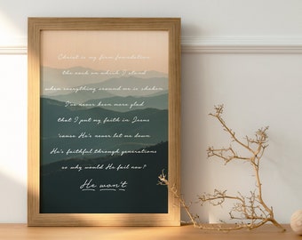 Firm Foundation Wall Art Print Home Decor Maverick City Worship Music Lyrics Mountain Landscape Bible Decor