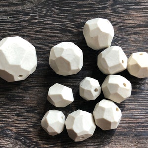 Natural Porcelain Artisan Beads-Faceted Bead-Handmade Beads-White Beads-Porcelain beads-ceramic beads-funky bead-pottery bead-jewelry making