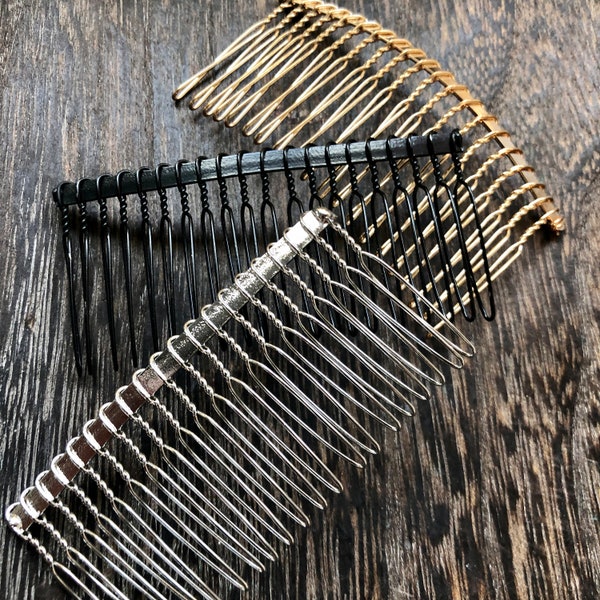 Gold Haircomb-Silver Haircomb-Black hair comb-3" comb-veil comb-comb part-comb making-combs for veils-combs for beads-