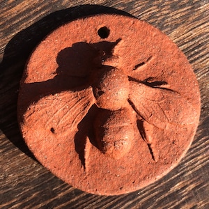 Terra Cotta Bee Pendant Artisan Charm-Bee Pendant-Bee Necklace-Bee gift-Bee charm-handmade bead jewelry supplies-Bee jewelry ceramic charm