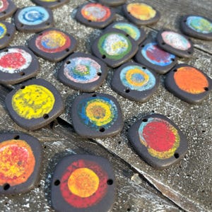 Supernova Handmade Charm Pottery Bead-Bracelet making-Pottery charm-ceramic jewelry disc bead-jewelry making-bracelet bead wire wrapping- image 6