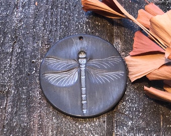 Ghost Dragonfly Artisan Pendant-Hand Crafted pendant-charm-necklace charm-artisan charm ceramic pendant-jewelry part-ceramic charm