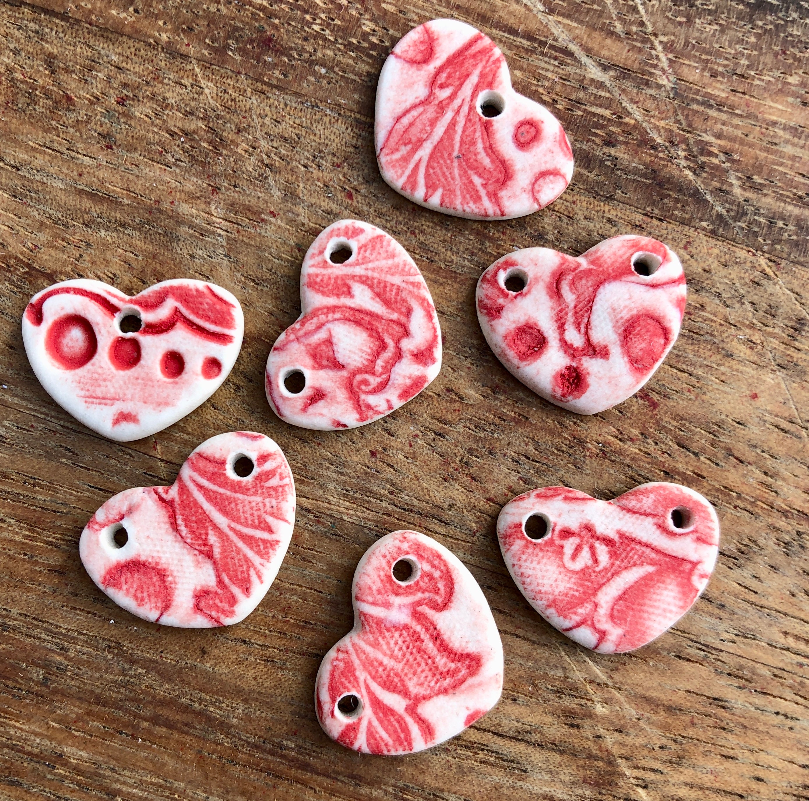 Porcelain Heart Pendant-Hand Crafted Heart Necklace-heart charm-necklace charm-Delft heart- ceramic pendant-jewelry part-ceramic charm