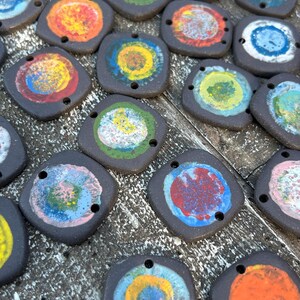 Supernova Handmade Charm Pottery Bead-Bracelet making-Pottery charm-ceramic jewelry disc bead-jewelry making-bracelet bead wire wrapping- image 8