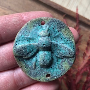 Ancient Bee Pendant Charm- Artisan Pendant-Hand Crafted pendant-Bee charm-artisan jewelry supplies-Bee jewelry unique charm ceramic charm