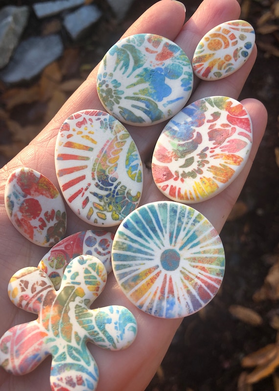 Bliss Porcelain Handmade Cabochons-unique cabochons No hole beads-wire wrapping Beadwork-Beading supplies-beadwork supplies-bead embroidery