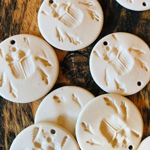 Porcelain Beetle Charms Pottery Made by Hand-scarab beetle Pendant-pottery charm-necklace charm ceramic pendant-jewelry making-ceramic charm