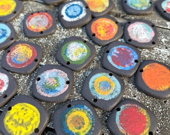 Supernova Handmade Charm Pottery Bead-Bracelet making-Pottery charm-ceramic jewelry disc bead-jewelry making-bracelet bead wire wrapping-
