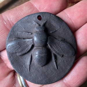 Bee Black Pendant Artisan Charm-Artisan Pendant-Bee Necklace-Bee gift- Bee charm--artisan charm jewelry supplies-Bee jewelry ceramic charm