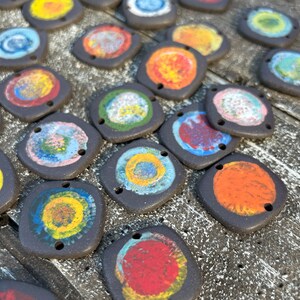 Supernova Handmade Charm Pottery Bead-Bracelet making-Pottery charm-ceramic jewelry disc bead-jewelry making-bracelet bead wire wrapping- image 5