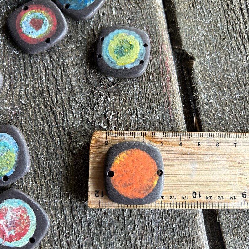Supernova Handmade Charm Pottery Bead-Bracelet making-Pottery charm-ceramic jewelry disc bead-jewelry making-bracelet bead wire wrapping- image 9
